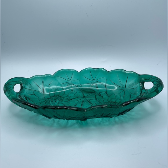 Lily Pons By Indiana Glass, 9.5” Oval In Teal - Picture 1 of 4